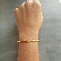 Gold Cuff Bracelet, bamboo cuff, gold bangle, bamboo bracelet, vine bracelet, gold bamboo cuff, stacking bracelet, simple plain bangle, thin - Constant Baubling