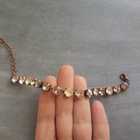 Happiness Bracelet, rainbow colors bracelet, large crystal bracelet, gunmetal chain, ROYGBIV crystal, chunky chain, happy cheer gift girls