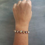 Happiness Bracelet, rainbow colors bracelet, large crystal bracelet, gunmetal chain, ROYGBIV crystal, chunky chain, happy cheer gift girls