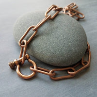 Big Paperclip Chain Necklace, gunmetal chain, thick front clasp necklace, chunky chain, screw shackle horseshoe clasp large oval black chain