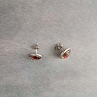 Tartan Red Green Plaid Earrings, winter earring, flannel earring, plaid stud, round earring, Xmas button stainless steel hypoallergenic stud