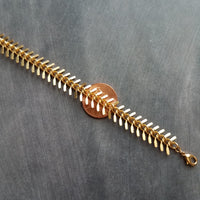 Gold Spine Bracelet, matte gold fish bone bracelet, herringbone chain, gold v bracelet, gold arrow, gold bracelet, v shape spiny bracelet