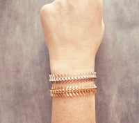 Gold Spine Bracelet, matte gold fish bone bracelet, herringbone chain, gold v bracelet, gold arrow, gold bracelet, v shape spiny bracelet