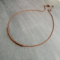 Copper Curved Bar Necklace, antique copper tube necklace, noodle necklace, layering necklace, oxidized copper chain, simple copper teen gift