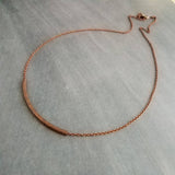 Copper Curved Bar Necklace, antique copper tube necklace, noodle necklace, layering necklace, oxidized copper chain, simple copper teen gift