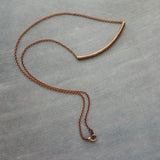 Copper Curved Bar Necklace, antique copper tube necklace, noodle necklace, layering necklace, oxidized copper chain, simple copper teen gift