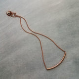 Copper Curved Bar Necklace, antique copper tube necklace, noodle necklace, layering necklace, oxidized copper chain, simple copper teen gift