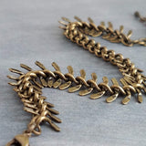 Antique Brass Fish Bone Bracelet, bronze spine bracelet, herringbone chain, bronze v bracelet, aged brass arrow, brass chevron bracelet