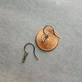 Small Gunmetal Drop Earrings, very tiny teardrop earring, dainty silver black earring, plain drop earring, simple basic tear drop dangle