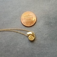 Gold Seashell Necklace, little spiral shell, nautilus necklace, snail shell pendant, small gold shell charm, ocean necklace, beach jewelry
