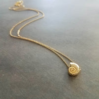 Gold Seashell Necklace, little spiral shell, nautilus necklace, snail shell pendant, small gold shell charm, ocean necklace, beach jewelry