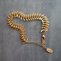 Gold Spine Bracelet, matte gold fish bone bracelet, herringbone chain, gold v bracelet, gold arrow, gold bracelet, v shape spiny bracelet