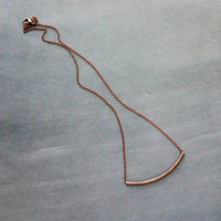 Copper Curved Bar Necklace, antique copper tube necklace, noodle necklace, layering necklace, oxidized copper chain, simple copper teen gift