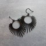 Black Spike Earrings, sunrise earrings, sunset earrings, black dangle earrings, long spiky earring, all black earring, matte black hooks