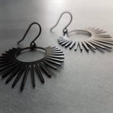 Black Spike Earrings, sunrise earrings, sunset earrings, black dangle earrings, long spiky earring, all black earring, matte black hooks