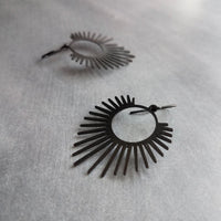 Black Spike Earrings, sunrise earrings, sunset earrings, black dangle earrings, long spiky earring, all black earring, matte black hooks
