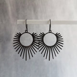 Black Spike Earrings, sunrise earrings, sunset earrings, black dangle earrings, long spiky earring, all black earring, matte black hooks