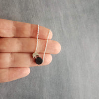 Sun Moon Necklace, silver solar eclipse necklace, delicate chain, celestial jewelry, moon shadow necklace, black silver crescent new moon