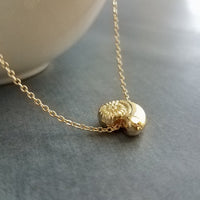 Gold Seashell Necklace, little spiral shell, nautilus necklace, snail shell pendant, small gold shell charm, ocean necklace, beach jewelry