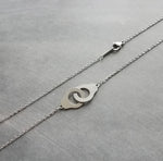 Silver Handcuffs Necklace, all stainless steel necklace, hand cuff chain, hypoallergenic necklace, partner in crime gift, ride or die girl