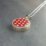 Polka Dot Pendant Necklace, multicolor pendant, colorful pewter circles pendant, thin silver chain, thick round pendant, fun cheerful gift