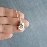 Silver Shell Necklace, spiral seashell pendant, seashell necklace, silver seashell, beach necklace, shell pendant, sea jewelry, simple chain