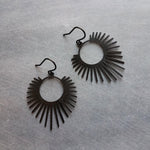 Black Spike Earrings, sunrise earrings, sunset earrings, black dangle earrings, long spiky earring, all black earring, matte black hooks