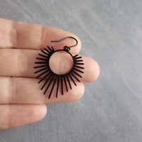 Black Spike Earrings, sunrise earrings, sunset earrings, black dangle earrings, long spiky earring, all black earring, matte black hooks