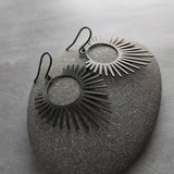 Black Spike Earrings, sunrise earrings, sunset earrings, black dangle earrings, long spiky earring, all black earring, matte black hooks