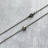 Gunmetal Ball Necklace, simple bead necklace, smooth round bead, gunmetal slider, thin gunmetal chain, delicate silver black chain, layering