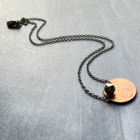 Gunmetal Ball Necklace, simple bead necklace, smooth round bead, gunmetal slider, thin gunmetal chain, delicate silver black chain, layering