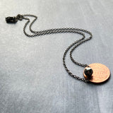 Gunmetal Ball Necklace, simple bead necklace, smooth round bead, gunmetal slider, thin gunmetal chain, delicate silver black chain, layering