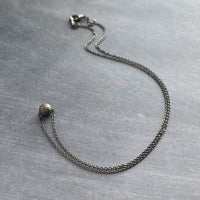 Gunmetal Chain Necklace, simple ball bead necklace, 6mm stardust bead slider, thin gunmetal chain, delicate silver black gun metal layering