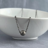 Gunmetal Chain Necklace, simple ball bead necklace, 6mm stardust bead slider, thin gunmetal chain, delicate silver black gun metal layering