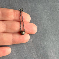 Gunmetal Chain Necklace, simple ball bead necklace, 6mm stardust bead slider, thin gunmetal chain, delicate silver black gun metal layering