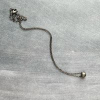 Gunmetal Chain Necklace, simple ball bead necklace, 6mm stardust bead slider, thin gunmetal chain, delicate silver black gun metal layering