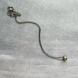 Gunmetal Chain Necklace, simple ball bead necklace, 6mm stardust bead slider, thin gunmetal chain, delicate silver black gun metal layering