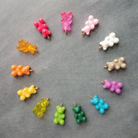 Bubblegum Pink Gummy Bear Necklace, pink candy bear charm, small candy necklace, dainty gold chain, little baby pink gummy bear pendant gift