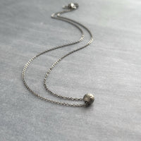 Gunmetal Chain Necklace, simple ball bead necklace, 6mm stardust bead slider, thin gunmetal chain, delicate silver black gun metal layering
