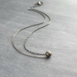 Gunmetal Chain Necklace, simple ball bead necklace, 6mm stardust bead slider, thin gunmetal chain, delicate silver black gun metal layering