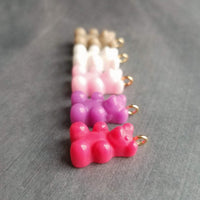 Bubblegum Pink Gummy Bear Necklace, pink candy bear charm, small candy necklace, dainty gold chain, little baby pink gummy bear pendant gift
