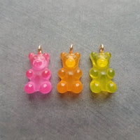 Bubblegum Pink Gummy Bear Necklace, pink candy bear charm, small candy necklace, dainty gold chain, little baby pink gummy bear pendant gift