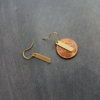 Small Simple Gold Earrings, gold oval earrings, tag dangle earring, gold tag earrings, brass earrings, 14K solid gold hook opt, lightweight
