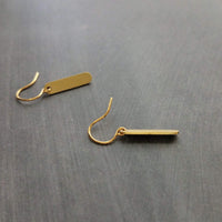 Small Simple Gold Earrings, gold oval earrings, tag dangle earring, gold tag earrings, brass earrings, 14K solid gold hook opt, lightweight