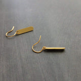 Small Simple Gold Earrings, gold oval earrings, tag dangle earring, gold tag earrings, brass earrings, 14K solid gold hook opt, lightweight