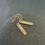 Small Simple Gold Earrings, gold oval earrings, tag dangle earring, gold tag earrings, brass earrings, 14K solid gold hook opt, lightweight