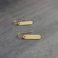 Small Simple Gold Earrings, gold oval earrings, tag dangle earring, gold tag earrings, brass earrings, 14K solid gold hook opt, lightweight