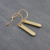 Small Simple Gold Earrings, gold oval earrings, tag dangle earring, gold tag earrings, brass earrings, 14K solid gold hook opt, lightweight