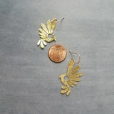 Silver Phoenix Bird Earrings, pewter finish earring, antique silver bird earrings, mythical creature, large lightweight birds, rising bird