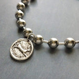 Large Ball Chain Bracelet, 8mm big silver ball bracelet, large bead punk chain, stainless steel thick chunky bracelet, rabbit horse charm